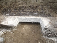 Preparing a foundation footing for helical pier installation in Stockton